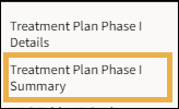 Treatment Plan Phase 1 Summary with yellow highlight box around it.